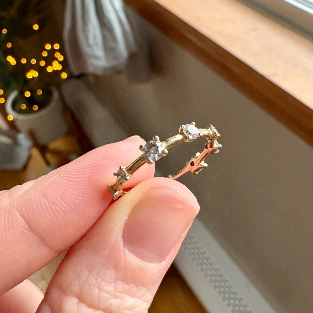 Solid 14k Gold Diamond Galaxy Ring Size 5.75